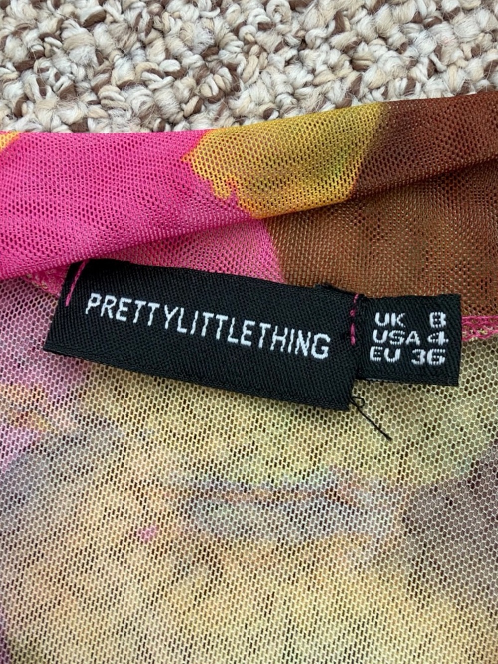 PrettyLittleThing Multi-Color Sheer Abstract Button-Down Top - Picture 2 of 2